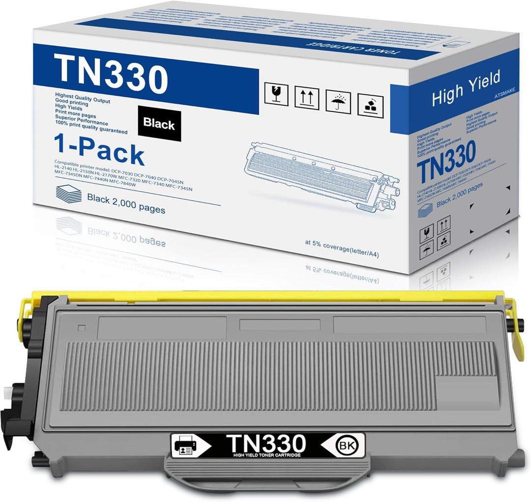 TN330 Toner Cartridge Replacement for Brother TN360 TN-360 TN-330 TN 330 to use with MFC-7340 HL-2140 DCP-7030 MFC-7840W MFC-7345DN HL-2170W (Black, 1-Pack)