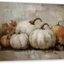 TLESKE Vintage Fall Pumpkins Canvas Wall Art Decor, Rustic Aesthetic Farmhouse Autumn Wall Art Prints for Living Room Bedroom Kitchen, Thanksgiving Decorations Wall Artwork Picture Framed, 16x24in