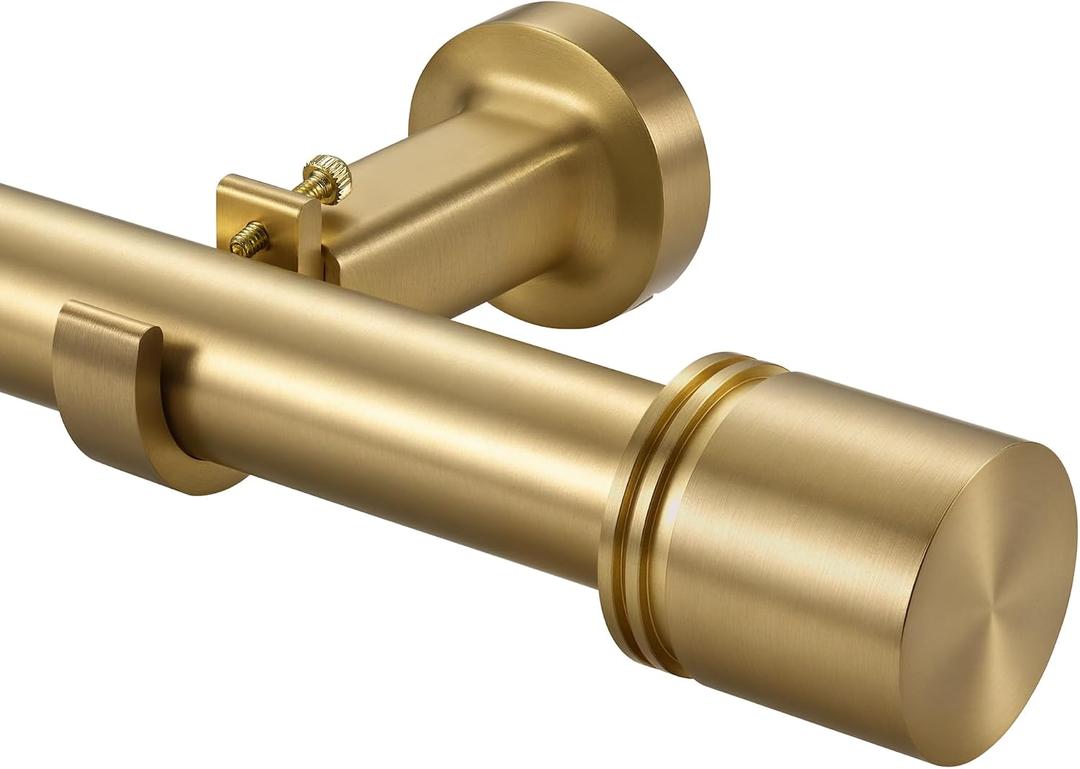 1 1/8” Diameter Heavy Duty Curtain Rods 144-240" for Windows, Brushed Gold