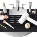 Maplefield Bathroom Sink Cover for Counter Space, Heat Resistant Silicone Sink Mat for Your Beauty Routine, Small Bathroom Space Saver Sink Cover for Makeup (Black Large, 22 x 2 x 2 Inches)