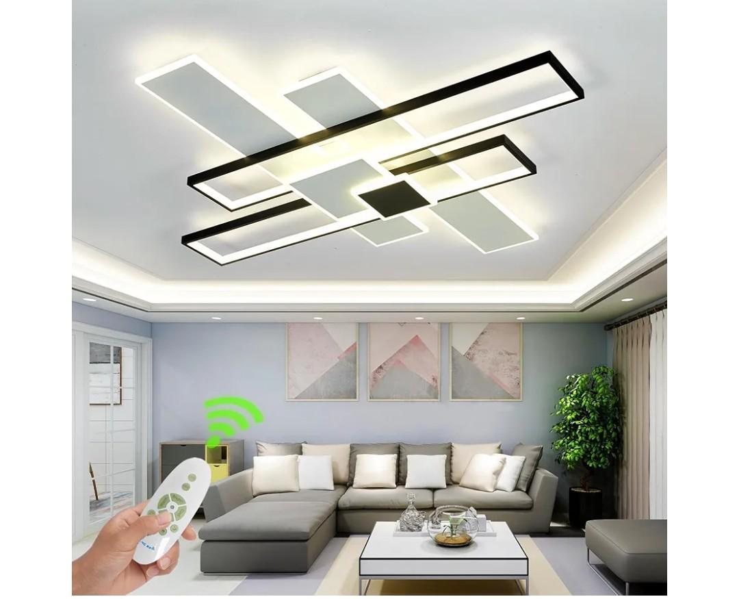 Large Geometric LED Flush Mount Ceiling Light
Modern Dimmable Ceiling Fixture with Remote Controller, Ideal for Living Room
