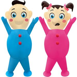 2 Pack Adult Inflatable Costume, Baby Design Blow Up Suit for Men and Women - Funny Gender Reveal Party, Baby Shower Party, Halloween Costume (Boy & Girl Patterns)