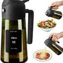SWEET VIEW - Olive Oil Sprayer for Cooking, 16oz/470ml Glass Light-Proof Oil Pourer for Kitchen with Stickers for Air Fryer, Cooking, Salad, and BBQ with Stickers (Black)