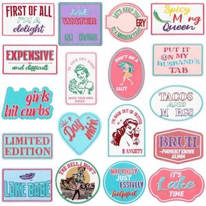 Lyrow 12 Pcs Funny Trucker Hat Patches Iron on Vintage Embroidered Trucker Hat Patches for Heat Press Girl Women DIY Accessories (Funny)