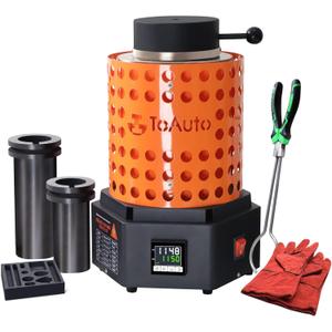 TOAUTO TRF3000 Resistance furnace 1+3KG Gold Melting Furnace 1800W 2102F Digital Smelting Furnace Kiln Kit Tool with Graphite Mold for Jewelry Recycling Melt Scrap Copper, Gold, Silver, Aluminum 110V