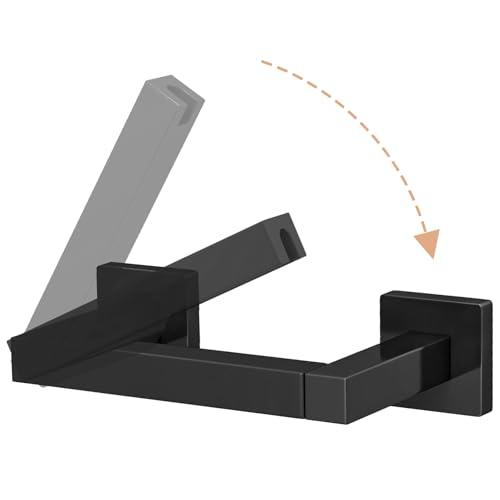FEILERN Toilet Paper Holder Matte Black Wall Mounted Post Pivoting Square Tissue Holders Roll Holder Hangers for Bathroom Commercial Toilet Paper Dispenser