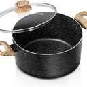 MICHELANGELO Stock Pot with Lid, 5 Quart Cooking Pot Nonstick, Granite Soup Pots with Lid, Induction Pot with Stay-cool Handle, 5 Qt Stockpot Non Stick Pots Black