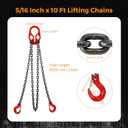 BEAMNOVA Lifting Chains with Adjuster Hooks, 5/16 Inch x 10 Ft, 7000lbs / 3.18 Tons, Chain Slings for Engine Hoist 2 Legs Industrial Grab Hook Heavy Duty