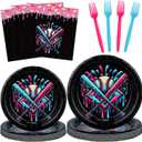 Yungyan 24 Sets Ice Cream Drip Baseball Party Supplies Disposable Ice-cream Drip Baseball Paper Plates and Napkins Forks Summer Sports Party Baby Shower Decoration Tableware Dinnerware for Women Men