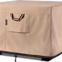 QH.HOME Fire Pit Cover Square-40-44 Inch Heavy Duty 900D Strong Tear-Resistant and UV Resistant and Waterproof and Fading Resistant Material Polyester Firepit Covers for Outdoor Fire Table-Wheat