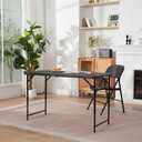4ft Folding Table with Adjustable Height, 3-Level Foldable Table with HDPE Top & Steel Legs, Portable 4 Foot Folding Table for Picnic, Party, Craft, Indoor Outdoor Use, Black