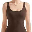 SUUKSESS Women Padded Cotton Ribbed Long Tank Tops 2025 Summer Going Out Basic Scoop Neck Cami Tops, M