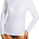 HODOSPORTS Women's UPF 50+ Rash Guard Swimsuit UV Sun Protection Swim Shirt Long Sleeve (White)