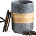 Miamolo Airtight Coffee Storage Container Jar with Lid, Ceramic Kitchen Food Storage Jars for Spice Sugar Cookie, Coffee Bean Stackable Decorative Jars for Housewarming, Grey & 28 fl.oz