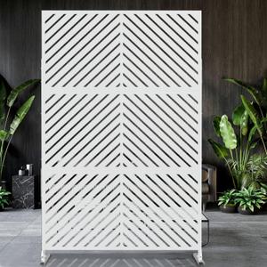 Elevens Metal Outdoor Privacy Screen, Freestanding Outdoor Divider Screen Decorative Privacy Fence Screen for for Balcony Patio,76'' H47'' W (White-Arrow)