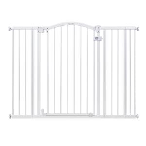 Summer Infant Extra Tall & Wide Safety Pet and Baby Gate, 29.5"-53" Wide, 38" Tall, Pressure or Hardware Mounted, Install on Wall or Banister in Doorway or Stairway, Auto Close Walk-Thru Door - White