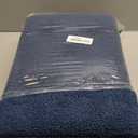 Storage Ottoman, Small Foot Stool Ottoman with Storage, Boucle Teddy Velvet Foot Rest with Padded Seat, Sturdy Wood Legs Stool for Living Room, Bedroom, Couch, Enterway (Dark Blue)