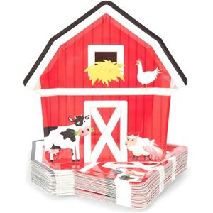 BLUE PANDA 48-Pack Paper Plates for Farm Animal Birthday Party and Farm Birthday (10 In)