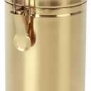 Kitchen Canister 41 oz,Airtight Stainless Steel Kitchen Food Storage Container for Coffee Beans,Beans,Tea,Flour, Cereal,Sugar.Coffee Container with Airtight Clear Lid and Locking Clamp.Gold