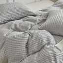 WARMDERN Boho Duvet Cover Set Queen Size,Grey Striped Duvet Cover Microfiber Bedding Set,3PCS Ultra Soft Breathable Lightweight Tuft Texture Pattern Duvet Covers with Zipper Closure(Grey,Queen)