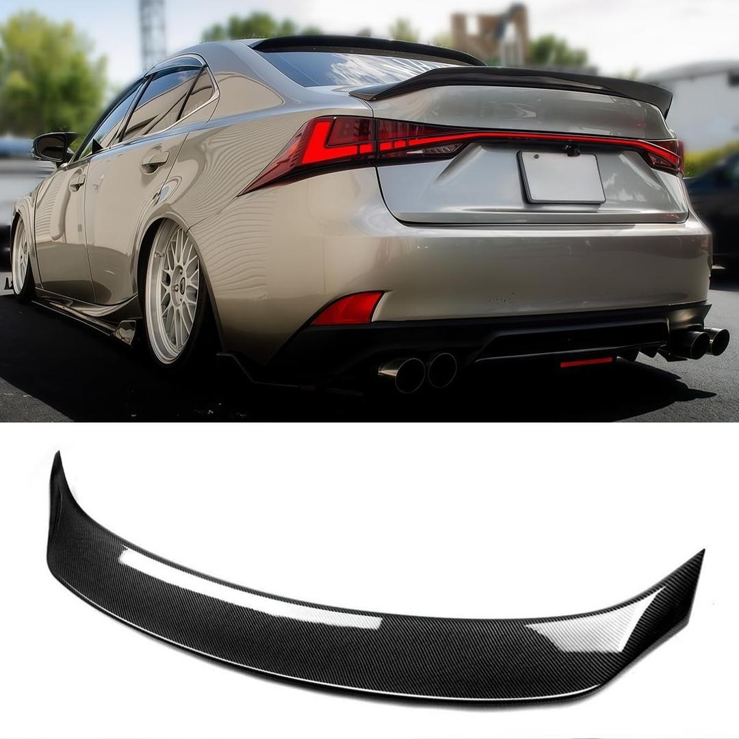 Spoiler Fits 2014–2020 Lexus IS200t IS250 IS300 IS350, Carbon Fiber Look | for Sedan, Rear Duckbill Trunk Tail Wing Lip 