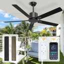 52 in Outdoor Ceiling Fan No Light - Modern DC Motor Ceiling Fan No Light with App and Remote Control, 5 Blades Reversible Silent Fan for Patio, Bedroom, Living Room, Garage
