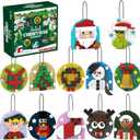 Christmas Ornaments Building Blocks Kit Gift for Kids, Xmas Party Favors Bricks 12 Pack Toys for Boys or Girls 6-12, Christmas Tree Hanging Home Decorations Festival Pendants Holiday Set
