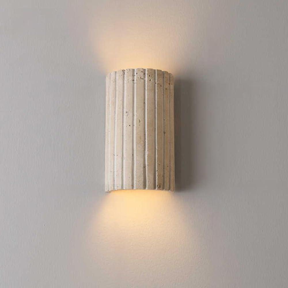 Hardwired LED Wall Sconce,Modern Natural Yellow Travertine Wall Lights for Bedroom with 3000K Warm White,Indoor Wall Lamp for Living Room,Dining Room,Hallway,Stairway,Wall Decor