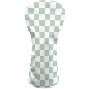 Golf Head Covers for Woods and Driver Fairway Hybrid Funny PU Leather Golf Club Head Covers for Women Men Golf Accessories for Halloween Christmas Birthday Present (Green Checkered)