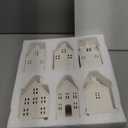 Leinuosen Set of 6 White Ceramic Christmas Village Houses Tabletop 5.1" Small Porcelain Winter Town Figurines for Farmhouse Rustic Xmas Tree Ornaments Holiday Centerpiece Mantel Shelf Decorations