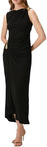 Women‘s Ruched Bodycon Dress Casual Sleeveless Club Elegant Party Cocktail Maxi Evening Dresses with Buckle Detail Size L