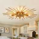 ZGLAOJT Semi Flush Mount 8 Light Ceiling Light Modern Metal Ceiling Lighting Gold Light Fixture Chandelier for Farmhouse Kitchen Dining Room Bedroom Hallway Living Room.