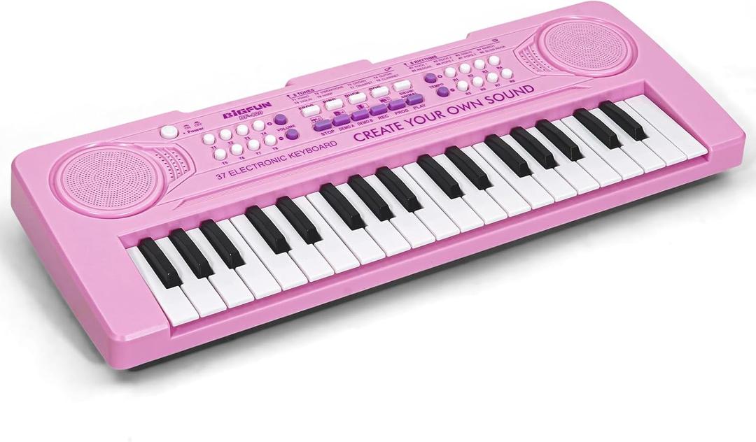 Raimy 37 Keys Keyboard Piano for Kids, Early Learning Educational Portable Electronic Musical Instrument Toys Gifts for 3 4 5 6 7 8 9 Year Old Boys and Girls (Pink)