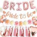 Bridal Shower Decorations - Rose Gold Party Decorations with Wifey for Lifey Banner, Bride Foil Balloon, Diamond Ring Balloon, Paper Pom Poms, Tassel Party Supplies