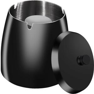 Ashtray with Lid for Cigarettes, Windproof Outdoor Ashtray Smokeless Odorless, Stainless Steel Ash Tray for Outside Indoor Patio Home Office Decoration (XL)