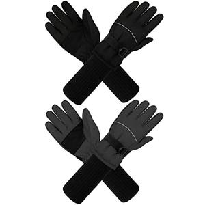 Cooraby 2 Pack Long Kids Winter Ski Gloves Waterproof Warm Snow Gloves Thick Unisex Mitten Gloves for Girls Boys, One Size