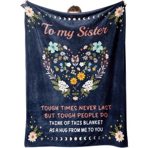 BeneCharm Sister Gifts - Mother Day Valentine's Birthday Blanket, Unique Get Well Inspirational Encouragement Gifts for Sister - Motivational Flannel Blanket 60 X 50