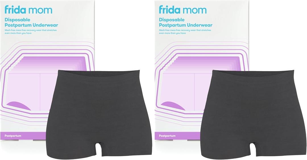 Frida Mom Postpartum Underwear, Disposable Boyshort Panties, Seamless, Stretch Support, New Mom Essentials (One Size, Black)