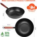 13" Nonstick Wok - Wok Pan with Glass Cover, Carbon Steel Woks & Stir-Fry Pans: Flat Bottom Chinese woks for Electric, Induction, Gas, All Stoves