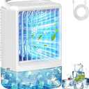 Mini Air Conditioner Small Portable AC Portable Air Conditioners with 1500ml spray/hour 3 Speed Wind & 7 Colorful LED Light Timer Evaporative Air Cooler Fan for Bedroom/Home/Car