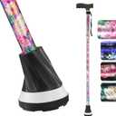 All Terrain Walking Cane for Man/Woman - Adjustable Shock Absorption Cane with Floral Surface Print, Canes for Women, Canes for Women for Stability - Lightweight Senior Balance Support Cane