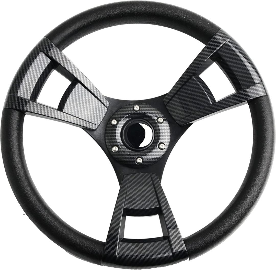 14inch Carbon Fiber Grip Golf Cart Steering Wheel for Golf Cart Club Car DS and Club Car Precedent EZGO Yamaha Steering Wheel (HR001-35)