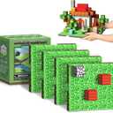 Magnetic Blocks Baseplate - Magnet Toys for Kids, 4PCS Baseplate for Minecraft Magnetic Building Blocks Placing 4" x 4", STEM Toys Birthday Gifts for Boys Girls Age 3+ Years Old, Grassland