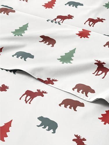 Queen Christmas Winter Animals Sheet Set - Holiday Xmas Pattern Bedding Set - Deep Pockets - Snug Fit - 4 Piece - Wrinkle Free - Cooling Festive Winter - Holiday Sheets for Women, Men, Kids & Teens, 80x60