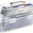 HOXHA Trading Card Storage Box 2 Pack Small Holder Cases for Toploader & Standard Cards, Durable Organizer with 1300+ Capacity, Perfect for Card Collectors