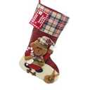 ETERAMUS 21 inch Bear Christmas Stockings Deer One Piece, Felt Large Plaid 3D Bear Reindeer Design Hanging Animal Stocking for Kids Girls Boys Xmas Tree Party Décor (Bear Red)