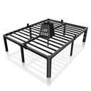 ROIL 14 inch Metal Queen Bed Frame with Rounded Corner and Headboard Hole Mattress Retainers 3500LBS Heavy Duty Steel Slats No Box Spring Needed Platform Noise-Free Easy Assembly