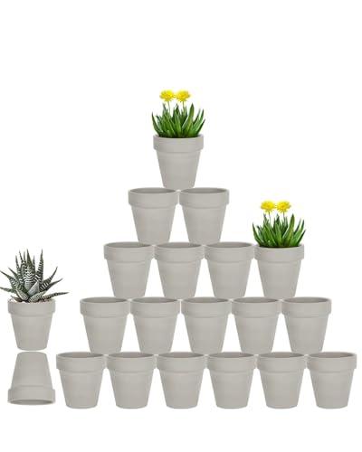 vensovo 3 Inch Grey Terra Cotta & Terracotta Pots with Drainage - 19 Pack Clay Flowerpots, Succulent Nursery Planter Great for Plants, Crafts, Wedding Favor
