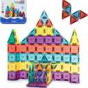 Mini Magnetic Tiles,34 PCS Magnetic Blocks with Metal Storage Box,Magnetic Building Tiles ,STEM Educational Travel Magnetic Tiles,Toddler Magnetic Toys for Kids Boys Girls Christmas Birthday Gifts