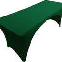 8 ft Hunter Green Spandex Tablecloth Stretch Open Back Table Cover for Rectangular Fitted Folding Table